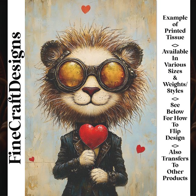 Papel De Seda Decoupage de Lion Steampunk & Red Heart Balloon AS (Criador carregado)