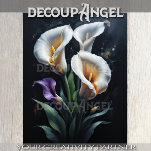 Papel De Seda Decoupage de Lírios Calla Branco
