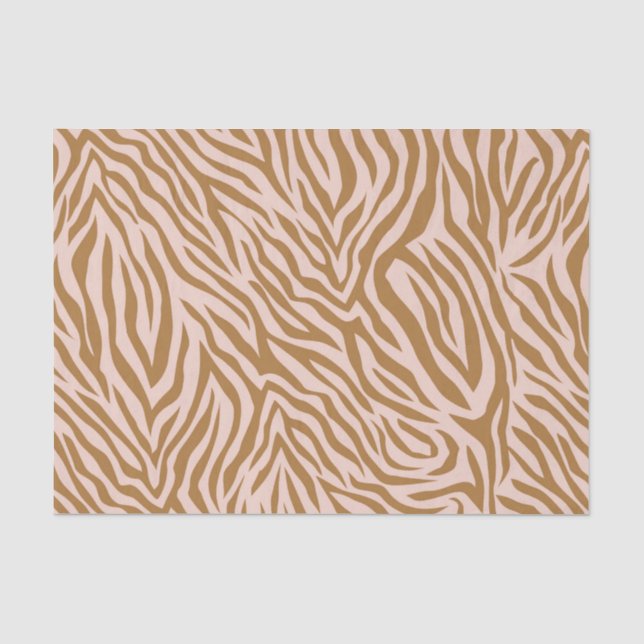 Papel De Seda Decoupage de Listra de Animal Zebra Marrom Neutro (Frente )