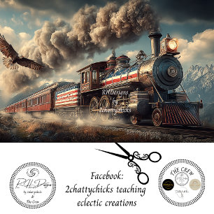 Papel De Seda Decoupage de Locomotiva Americana com Bandeira e Á