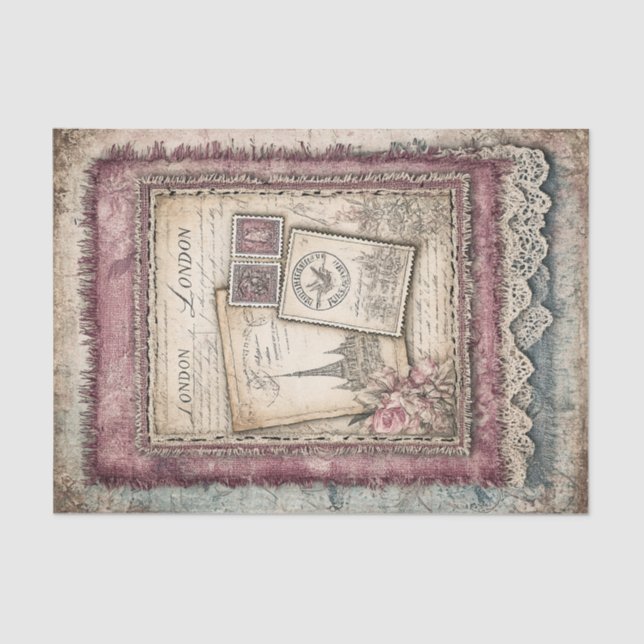 Papel De Seda Decoupage de Londres e Lace (Frente )