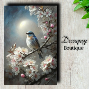 Papel De Seda Decoupage de Lua de Flores de Cerejeira Branca de