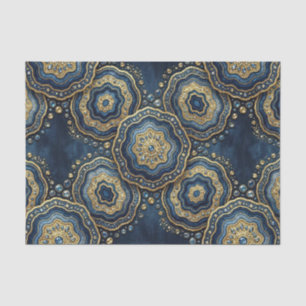 Papel De Seda Decoupage de Luxo Geodo de Ágata Azul Marinho +