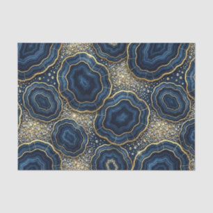 Papel De Seda Decoupage de Luxo Geodo de Ágata Azul Marinho +