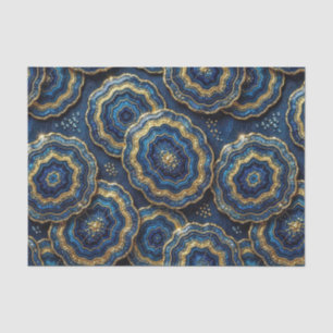 Papel De Seda Decoupage de Luxo Geodo de Ágata Azul Marinho +