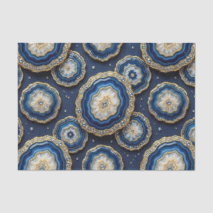 Papel De Seda Decoupage de Luxo Geodo de Ágata Azul Marinho +