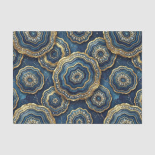 Papel De Seda Decoupage de Luxo Geodo de Ágata Azul Marinho +