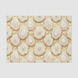 Papel De Seda Decoupage de Luxo Geodo de Ágata Branco + Dourad