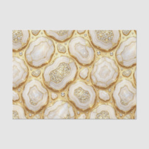 Papel De Seda Decoupage de Luxo Geodo de Ágata Branco + Dourad