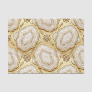 Papel De Seda Decoupage de Luxo Geodo de Ágata Branco + Dourad