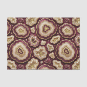 Papel De Seda Decoupage de Luxo Geodo de Ágata Burgundy + Dour
