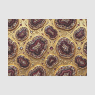 Papel De Seda Decoupage de Luxo Geodo de Ágata Burgundy + Dour