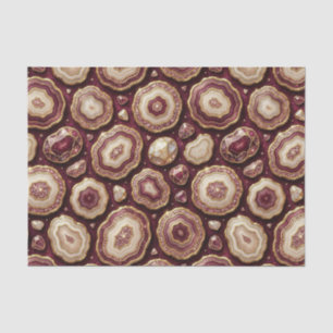 Papel De Seda Decoupage de Luxo Geodo de Ágata Burgundy + Dour