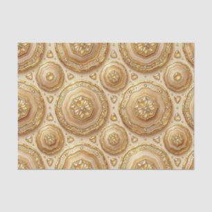 Papel De Seda Decoupage de Luxo Geodo de Ágata Camelo + Dourad
