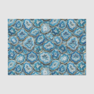 Papel De Seda Decoupage de Luxo Geodo de Ágata Dourada e Azul