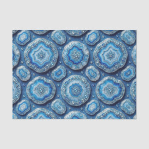 Papel De Seda Decoupage de Luxo Geodo de Ágata Dourada e Azul