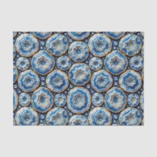 Papel De Seda Decoupage de Luxo Geodo de Ágata Dourada e Azul
