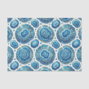 Papel De Seda Decoupage de Luxo Geodo de Ágata Dourada e Azul