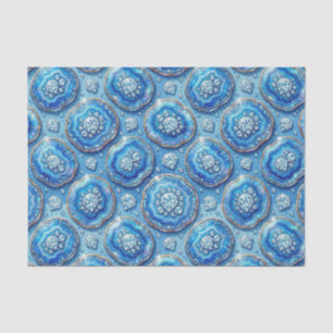 Papel De Seda Decoupage de Luxo Geodo de Ágata Dourada e Azul