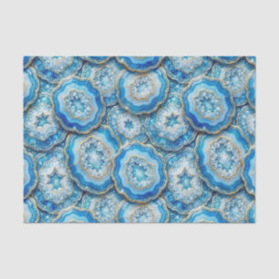 Papel De Seda Decoupage de Luxo Geodo de Ágata Dourada e Azul