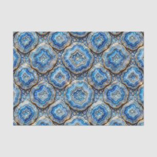 Papel De Seda Decoupage de Luxo Geodo de Ágata Dourada e Azul