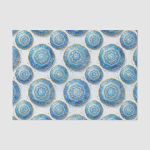 Papel De Seda Decoupage de Luxo Geodo de Ágata Dourada e Azul