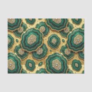 Papel De Seda Decoupage de Luxo Geodo de Ágata Dourada e Verde