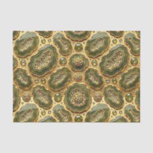 Papel De Seda Decoupage de Luxo Geodo de Ágata Dourada e Verde