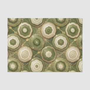 Papel De Seda Decoupage de Luxo Geodo de Ágata Dourada e Verde