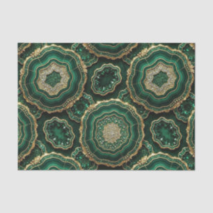 Papel De Seda Decoupage de Luxo Geodo de Ágata Dourada e Verde