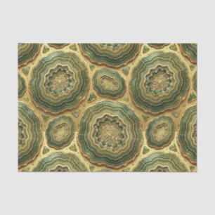 Papel De Seda Decoupage de Luxo Geodo de Ágata Dourada e Verde