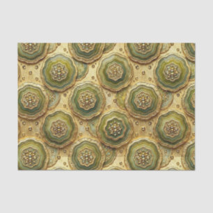Papel De Seda Decoupage de Luxo Geodo de Ágata Dourada e Verde