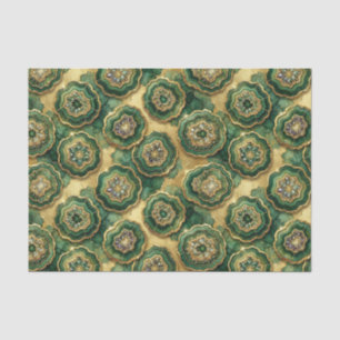 Papel De Seda Decoupage de Luxo Geodo de Ágata Dourada e Verde