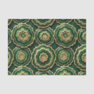 Papel De Seda Decoupage de Luxo Geodo de Ágata Dourada e Verde