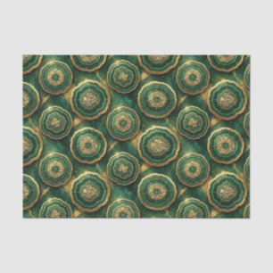 Papel De Seda Decoupage de Luxo Geodo de Ágata Dourada e Verde