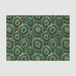 Papel De Seda Decoupage de Luxo Geodo de Ágata Dourada e Verde