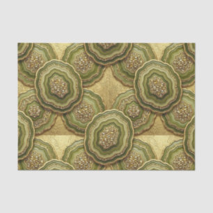 Papel De Seda Decoupage de Luxo Geodo de Ágata Dourada e Verde