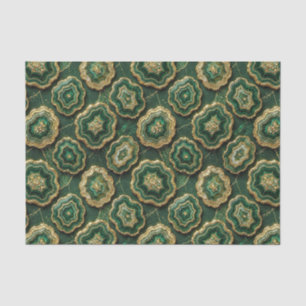 Papel De Seda Decoupage de Luxo Geodo de Ágata Dourada e Verde