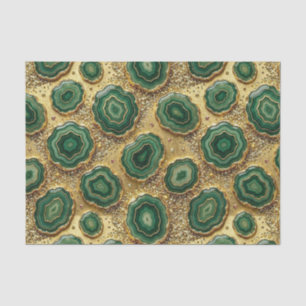 Papel De Seda Decoupage de Luxo Geodo de Ágata Dourada e Verde