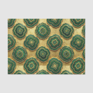 Papel De Seda Decoupage de Luxo Geodo de Ágata Dourada e Verde