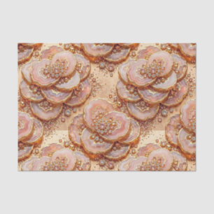 Papel De Seda Decoupage de Luxo   Geodo de Ágata em Dourado Rosa