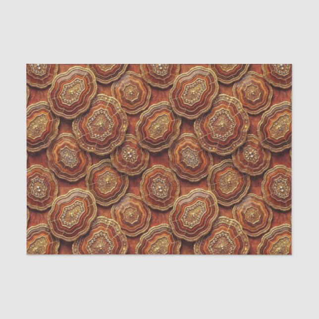 Papel De Seda Decoupage de Luxo | Geodo de Ágata Laranja Queimad (Frente )
