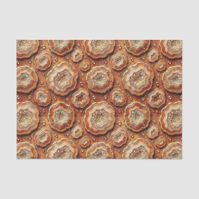 Papel De Seda Decoupage de Luxo | Geodo de Ágata Laranja Queimad (Frente )