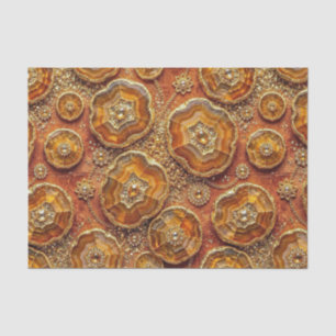 Papel De Seda Decoupage de Luxo Geodo de Ágata Laranja Queimad