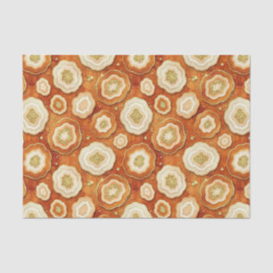 Papel De Seda Decoupage de Luxo Geodo de Ágata Laranja Queimad
