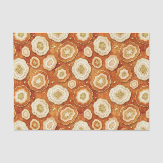 Papel De Seda Decoupage de Luxo | Geodo de Ágata Laranja Queimad (Frente )