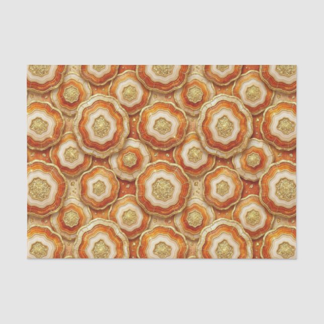 Papel De Seda Decoupage de Luxo | Geodo de Ágata Laranja Queimad (Frente )
