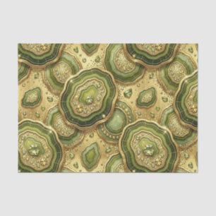 Papel De Seda Decoupage de Luxo Geodo de Ágata Oliva Verde + D