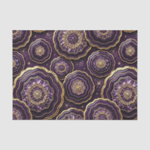 Papel De Seda Decoupage de Luxo Geodo de Ágata Roxo + Dourado