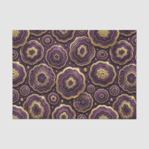 Papel De Seda Decoupage de Luxo Geodo de Ágata Roxo + Dourado